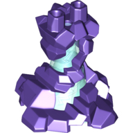 Lower Body, Swirling Rocks over Trans-Light Blue Cone with Zigzag / Lightning Indentations Pattern, 28376pb01 Dark Purple U