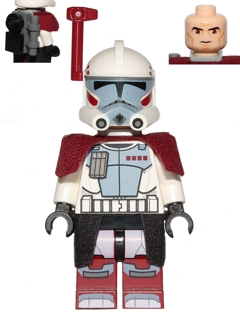 Минифигурка Lego Star Wars Clone ARC Trooper Hammer, Rancor Battalion (Phase 1) - Dark Red Cloth Pauldron, Black Cloth Kama, Large Eyes sw0377