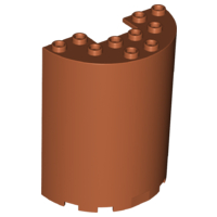 Cylinder Half 3 x 6 x 6 with 1 x 2 Cutout, 87926 Dark Orange U