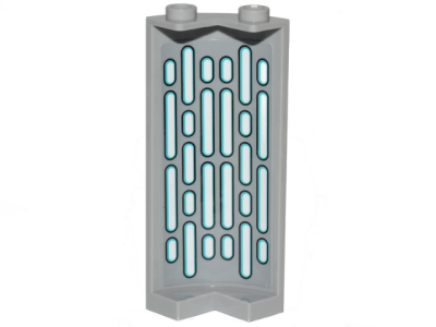 Cylinder Quarter 2 x 2 x 5 with 1 x 1 Cutout with Blue and White Bars (SW Wall Lights) Pattern on Inside (Sticker) - Sets 75216 / 75324, 30987pb005 Light Bluish Gray U