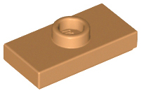 Plate, Modified 1 x 2 with 1 Stud with Groove and Bottom Stud Holder (Jumper), 15573 Medium Nougat U
