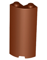 Cylinder Quarter 2 x 2 x 5 with 1 x 1 Cutout, 30987 Reddish Brown U
