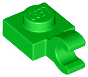 Plate, Modified 1 x 1 with Open O Clip (Horizontal Grip), 61252 Bright Green N
