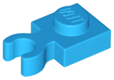 Деталь LEGO Plate, Modified 1 x 1 with Open O Clip Thick (Vertical Grip) 4085d Dark Azure U
