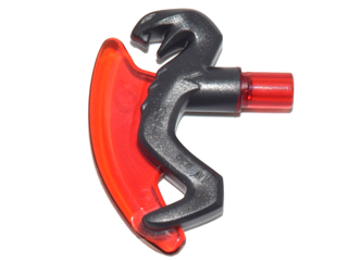 Minifigure, Weapon Axe Head with Snake and Trans-Red Curved Blade Pattern, 25276pb01 Pearl Dark Gray U