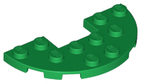 Plate, Round Half 3 x 6 with 1 x 2 Cutout, 18646 Green N