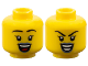 Minifigure, Head Dual Sided Female Black Eyebrows, Single Eyelashes, Sand Blue Lips, Open Mouth Smile, Happy with Top Teeth and Red Tongue / Evil with Teeth Parted Pattern, 3626pb3769  