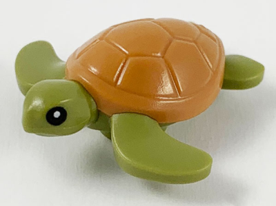 Sea Turtle Baby with Black Eyes and Medium Nougat Shell Pattern, 67040pb01 Olive Green U