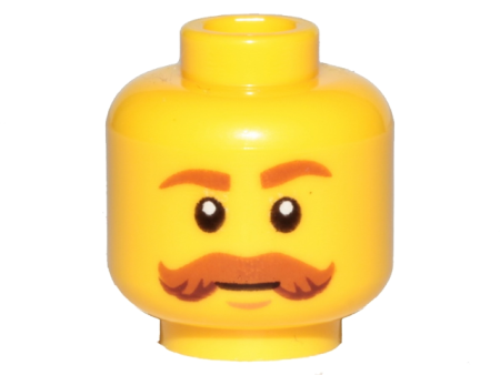 Голова Lego Minifigure, Head Dark Orange Eyebrows and Bushy Moustache Pattern - Hollow Stud 3626cpb1564