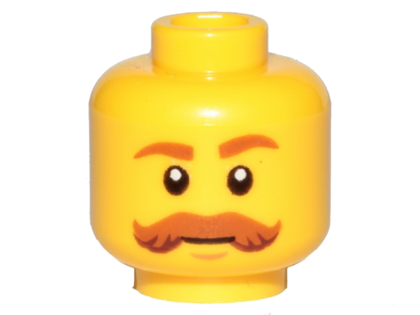 Голова Lego Minifigure, Head Dark Orange Eyebrows and Bushy Moustache Pattern - Hollow Stud 3626cpb1564