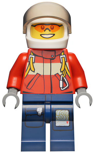 Минифигурка Fire - Pilot Male, Red Fire Suit with Carabiner, Dark Blue Legs with Map, White Helmet, Orange Sunglasses Lego cty0278   U