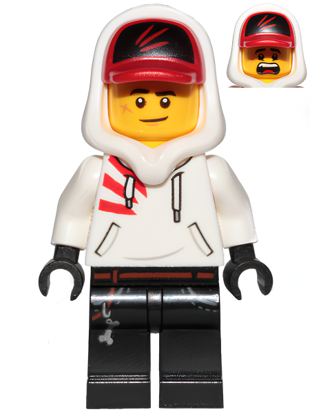 Минифигурка Lego Jack Davids - White Hoodie with Cap and Hood (Lopsided Smile / Scared) hs009 U