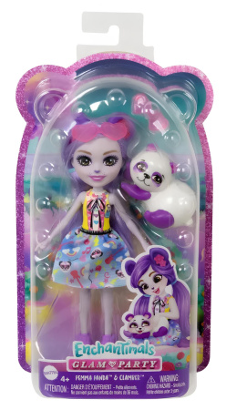 Кукла Mattel Enchantimals Glam Party Панда Пемма с питомцем HNT58