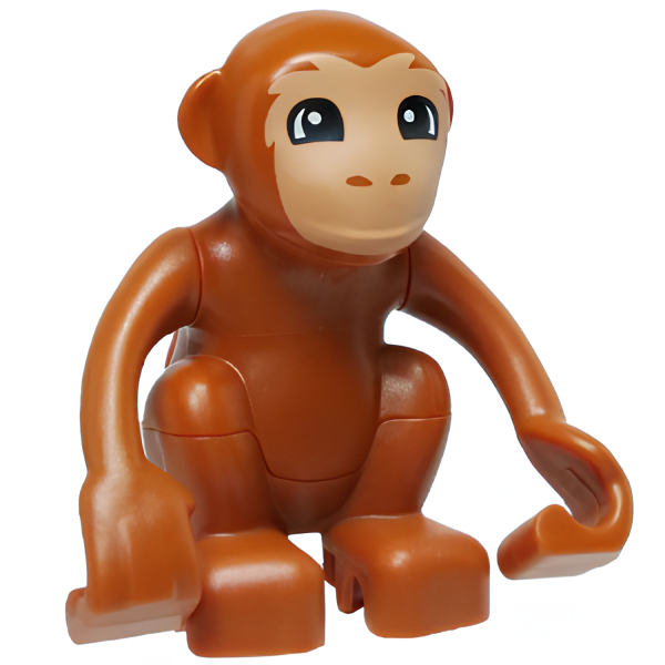 Обезьяна Lego Duplo Monkey, Curled Tail with Nougat Face Pattern 60363c01pb03