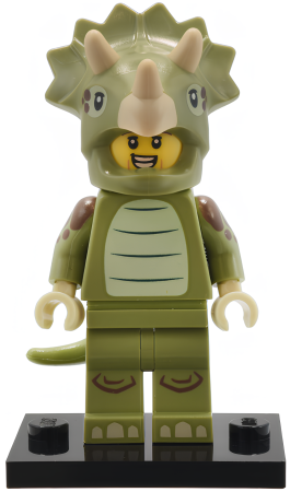 Минифигурка LEGO 71045 Triceratops Costume Fan, Series 25 (Complete Set with Stand and Accessories) col25-8 U