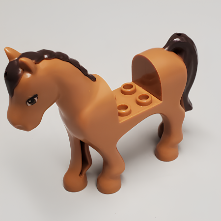 Лошадь Lego Horse with 2 x 2 Cutout with Brown Eyes, Dark Brown Mane 93083c01pb05