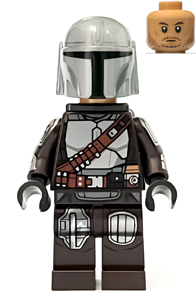 Минифигурка Lego The Mandalorian / Din Djarin / 'Mando' - Silver Beskar Armor, Jet Pack, Helmet with Top Lines sw1258