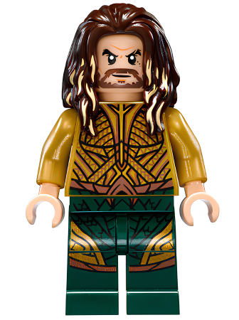 Минифигурка Lego Super Heroes Aquaman - Dark Brown Long Hair, Dark Green Legs sh429