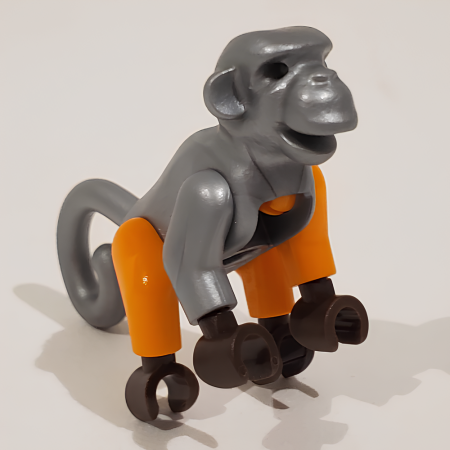 Обезьяна Lego Monkey with Dark Brown Hands and Feet, 1 Flat Silver Arm 2550c02 (98745c02)