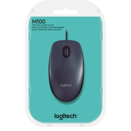 Мышь Logitech M100 Optical Mouse Серый (910-005003)