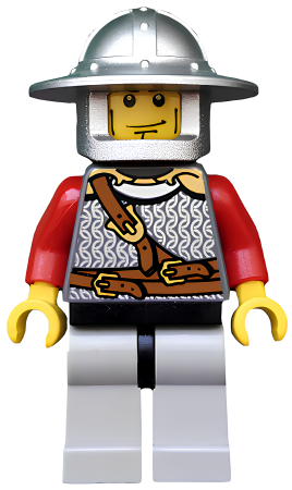 Минифигурка Lego Kingdoms - Lion Knight Scale Mail with Chest Strap and Belt, Helmet with Broad Brim, Vertical Cheek Lines cas447