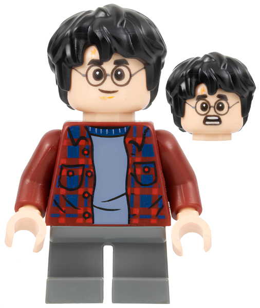 Минифигурка Lego Harry Potter Harry Potter - Dark Red Plaid Flannel Shirt, Dark Bluish Gray Short Legs hp143