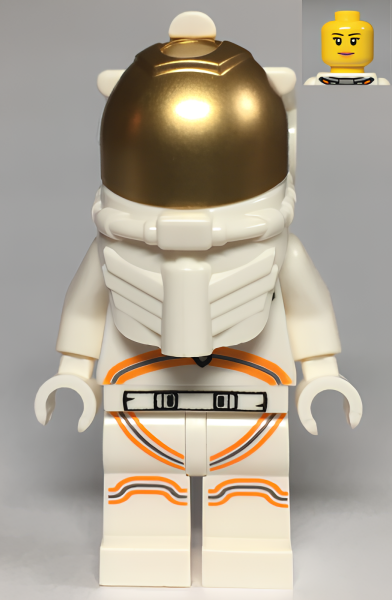 Минифигурка Lego Astronaut - Female, White Spacesuit with Orange Lines, Closed Mouth Smile cty1064