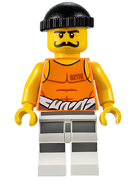 Минифигурка Lego Police - Jail Prisoner 92116 Undershirt, Striped Legs, Black Knit Cap cty0612 U