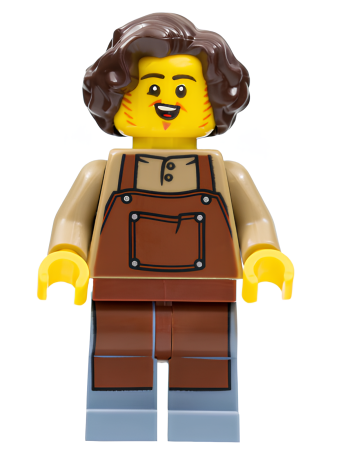 Минифигурка Lego Tavern Keeper - Male, Reddish Brown Apron, Sand Blue Legs, Dark Brown Hair cas578