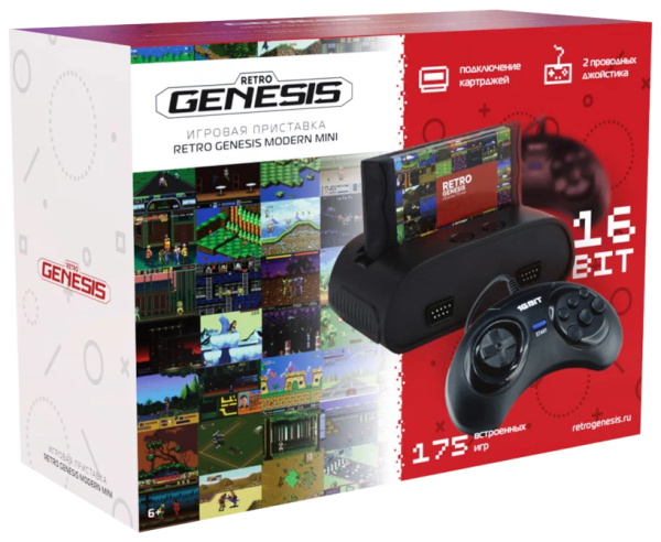 Игровая приставка SEGA Retro Genesis Modern mini + 175 игр + 2 джойстика + картридж