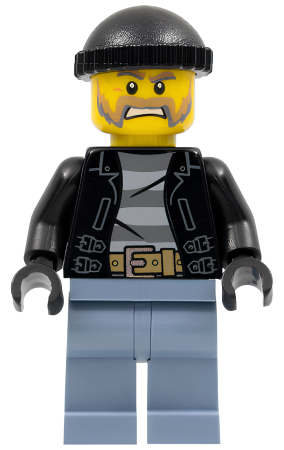 Минифигурка Lego Police - City Bandit Male with Brown and Gray Beard, Black Knit Cap cty0621 U