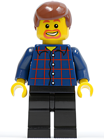 Минифигурка Lego Plaid Button Shirt, Black Legs, Reddish Brown Male Hair, Dark Orange Goatee and Eyebrows twn081