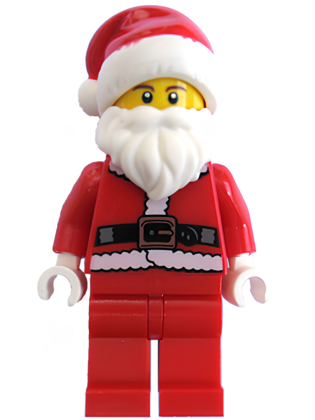 Минифигурка LEGO Santa, Red Legs, Fur Lined Jacket, Brown Eyebrows hol036