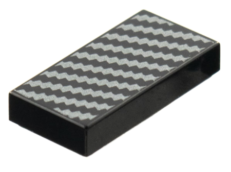 Tile 1 x 2 with Groove with Silver Diagonal Zigzag Lines Pattern 3069pb0806