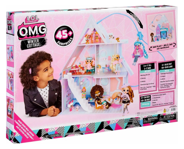 Кукольный домик LOL SURPRISE OMG - Зимний домик для кукол ЛОЛ 2 этажа + 45 аксессуаров 120001