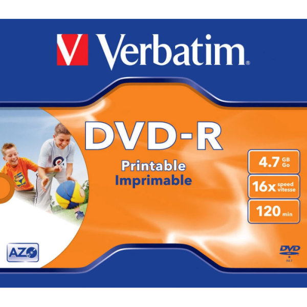Диск Verbatim DVD-R Photo Printable (16х, 4.7GB, Jewel, 1шт) 43520