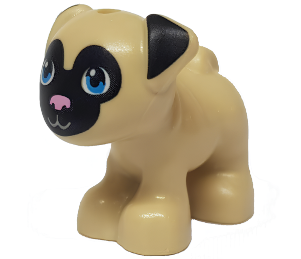 Собака Lego Dog, Friends, Pug, Standing with Black Face and Ears, Bright Pink Nose 24111pb01