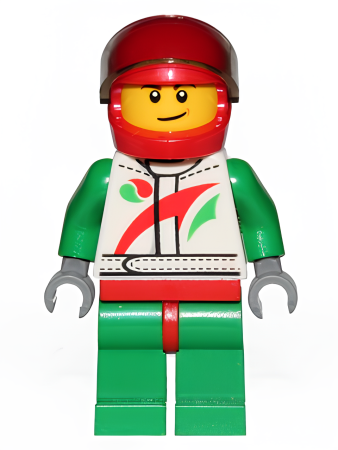 Минифигурка Lego  Police - City Race Car Driver, White Race Suit with Octan Logo, Red Helmet with Trans-Brown Visor, Crooked Smile with Brown Dimple cty0389a