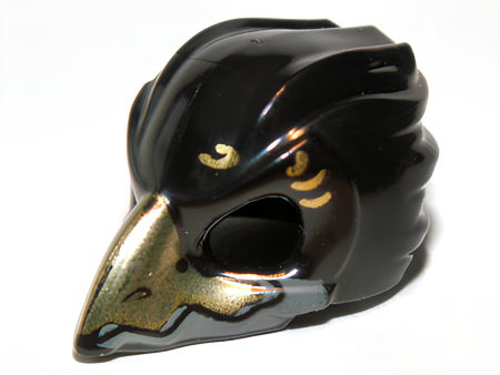 Lego Minifigure Headgear Mask Bird (Raven) with Gold Beak and Gold Markings 12550pb01