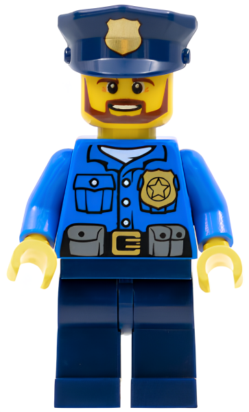 Минифигурка Lego Police - City Officer, Gold Badge, Police Hat, Beard cty0477 U