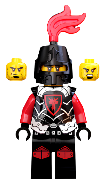 Минифигурка Lego Castle - Dragon Knight Armor with Dragon Head, Helmet Closed, Red Plume, Black Bushy Eyebrows cas524