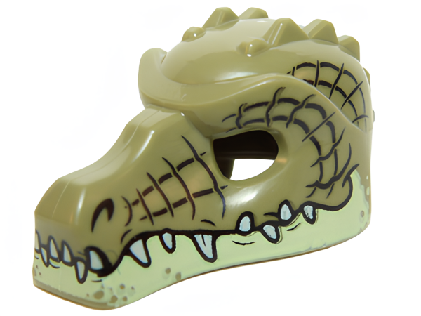 Lego Minifigure Headgear Mask Crocodile with Teeth, Yellowish Green Lower Jaw 12551pb06