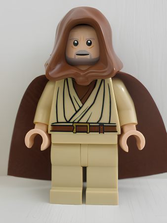 Минифигурка Lego Star Wars Obi-Wan Kenobi - Old, Light Nougat, Reddish Brown Hood and Cape, White Pupils sw0336