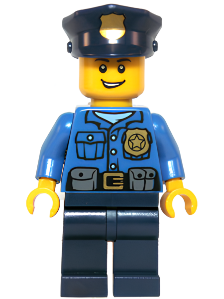 Минифигурка LEGO Police - Gold Badge, Police Hat, Open Grin hol042