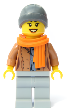 Минифигурка Lego Customer - Female, Medium Nougat Jacket, Light Bluish Gray Legs, Dark Bluish Gray Beanie, Orange Scarf  cty1085 U