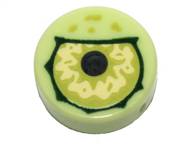 Tile, Round 1 x 1 with Lime Eye with Black Pupil Partially Closed Pattern 98138pb109