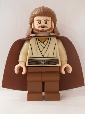 Минифигурка Lego Star Wars Qui-Gon Jinn - Light Nougat Head, Reddish Brown Legs and Cape sw0322