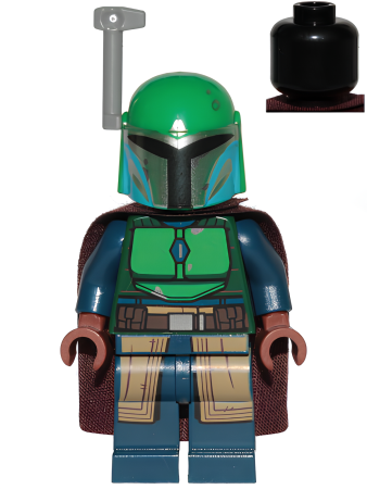 Минифигурка Lego Star Wars Mandalorian Tribe Warrior - Female, Dark Brown Cape, Green Helmet with Antenna / Rangefinder sw1078 U