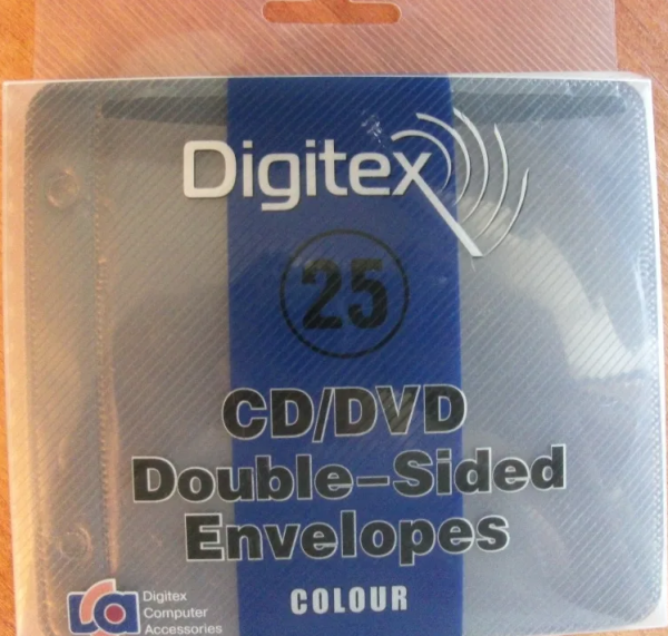 Конверты для CD/DVD Digitex двусторонние 25шт пластиковые