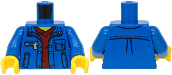 Торсик Lego Torso Jacket with Pockets over Dark Red V-Neck Sweater Pattern / Blue Arms / Yellow Hands 973pb1558c01